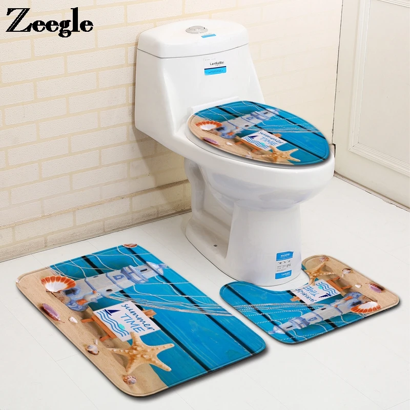 

Украшение дома коврик для ванной Ванная комната ковер анти-скольжение комплект коврик для туалета моющиеся u-образный туалет абсорбент ног ...