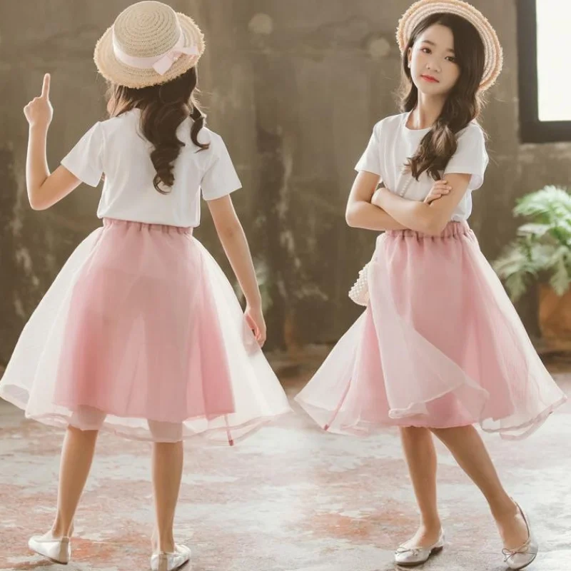 Летний костюм для девочек юбка детская одежда 2020 иностранный стиль русская
