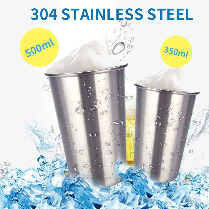 Кружка из нержавеющей стали серебристая кружка для бара напитков пивная 350 мл/500