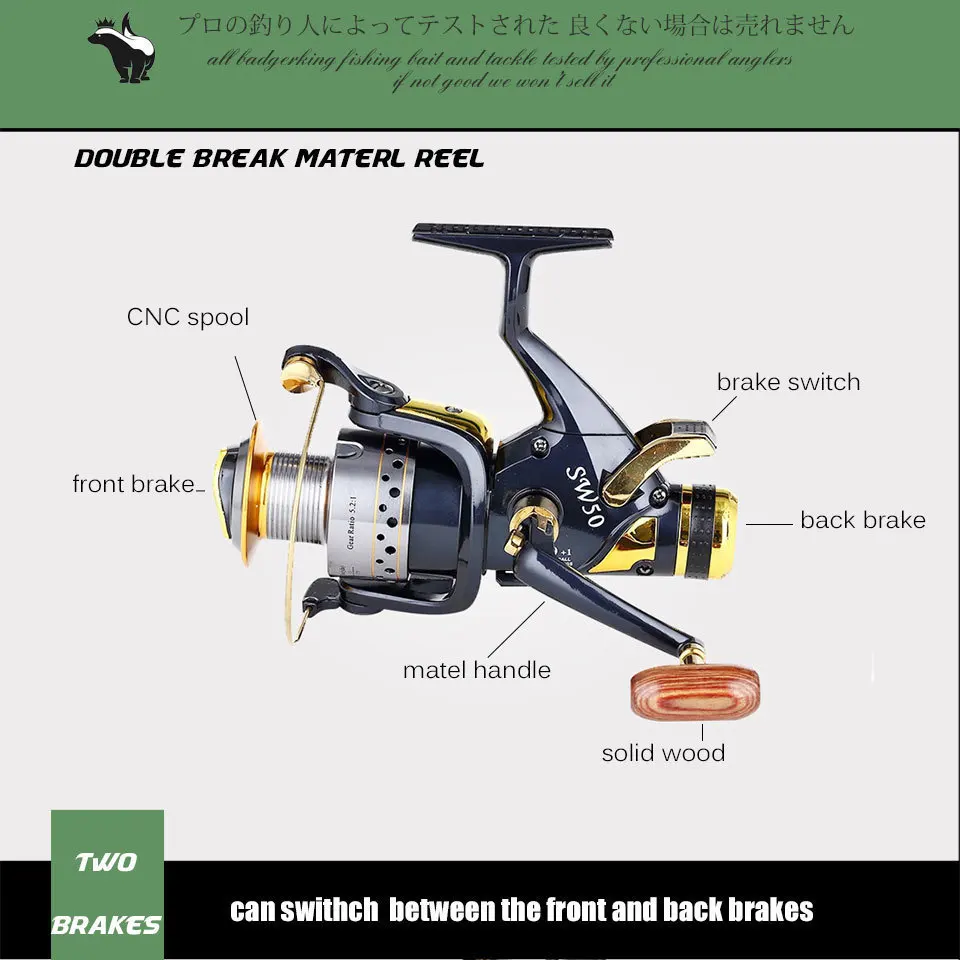 Двойная тормозная спиннинговая Рыболовная катушка для ловли карпа и спорта |