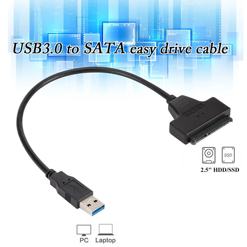 

Адаптер для жесткого диска USB 3,0 к SATA внешний Конвертер Светильник кой 2,5-дюймовый кабель для передачи данных жесткого диска для SSD/HDD адаптер ...