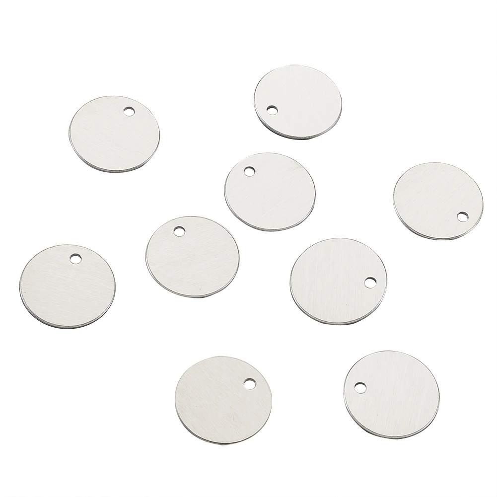 Pandahall 50pcs/set Flat Round Aluminum Stamping Blank Tags Charm Pendant DIY Jewelry Necklace Making