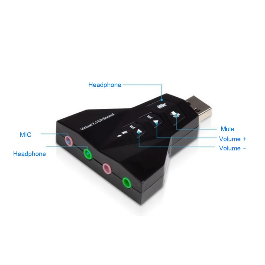Адаптер звуковой карты виртуальной 7 1 канала для ноутбука ПК микрофона
