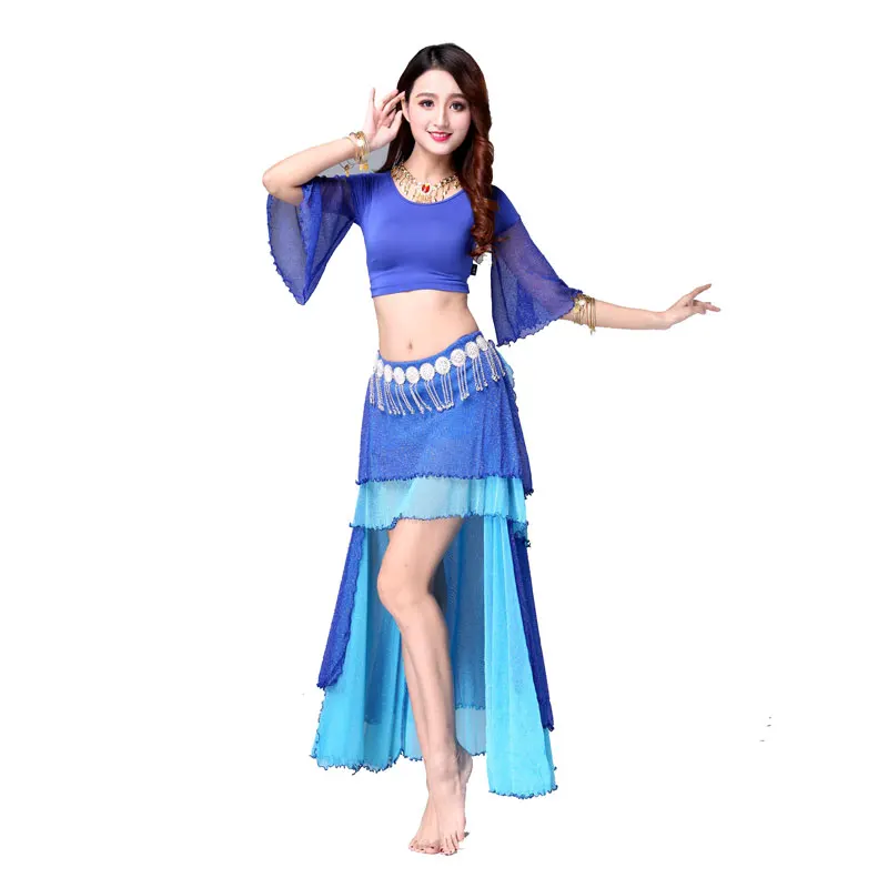 

Женский набор костюма для танца живота сексуальный Болливуд танец живота практика представление одежда индийское платье цыганское рейв на...