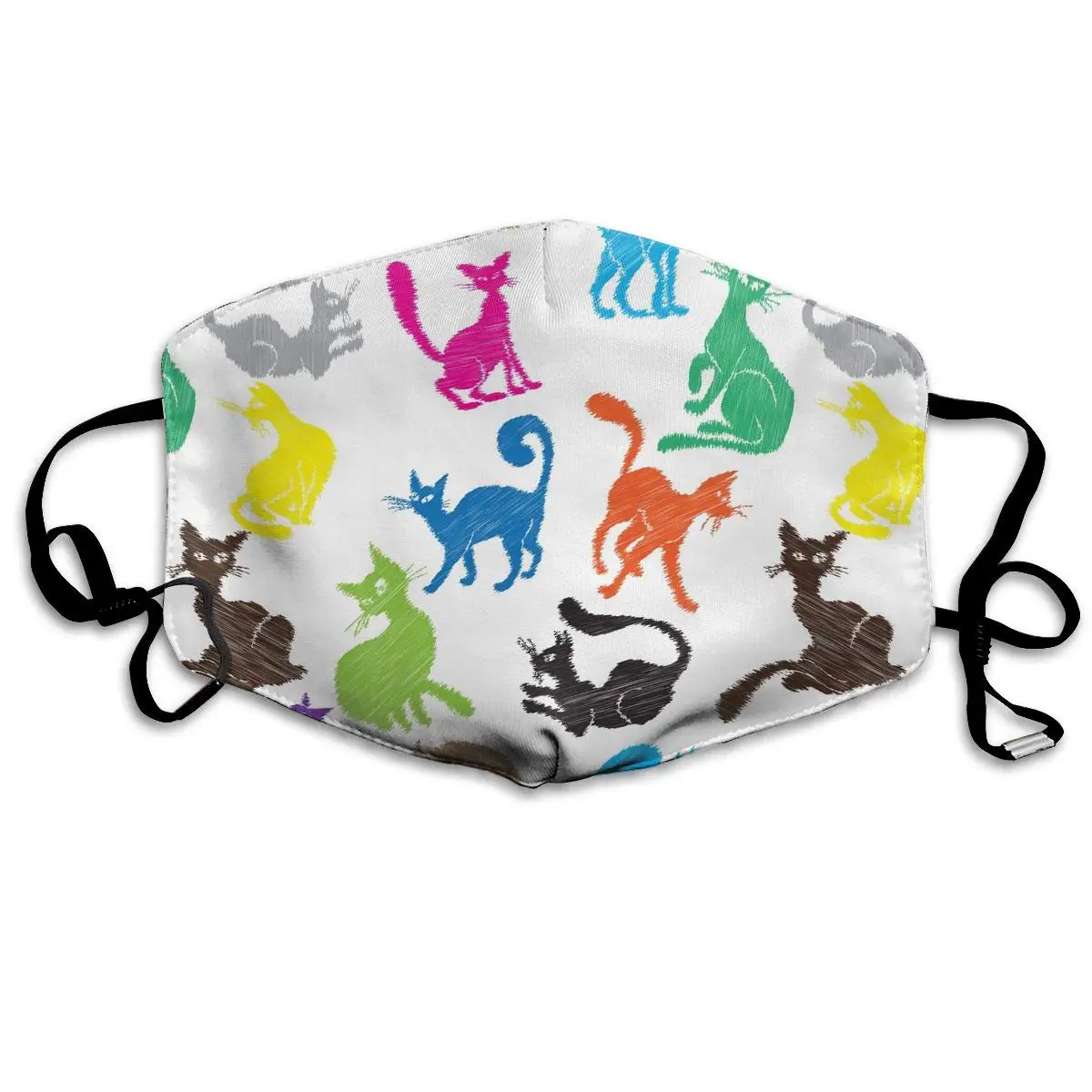 

Colorful Cats Washable Reusable Mask, Cotton Anti Dust Half Face Mouth Mask For Kids Teens Men Women With Adjustable Ear Loops