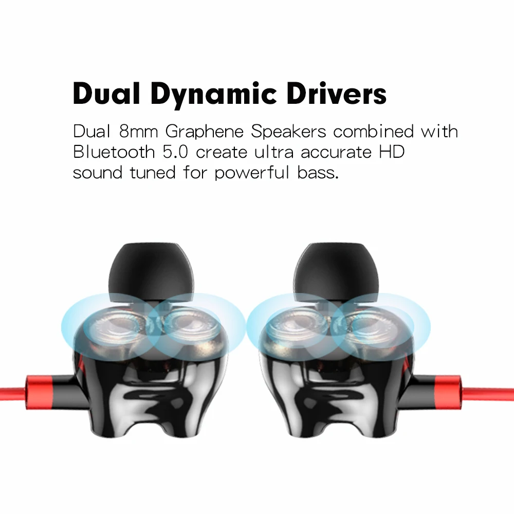 Gadgetoo Wavefun Flex U Dual Dynamic Speaker Wireless Neckband Bluetooth Earphones