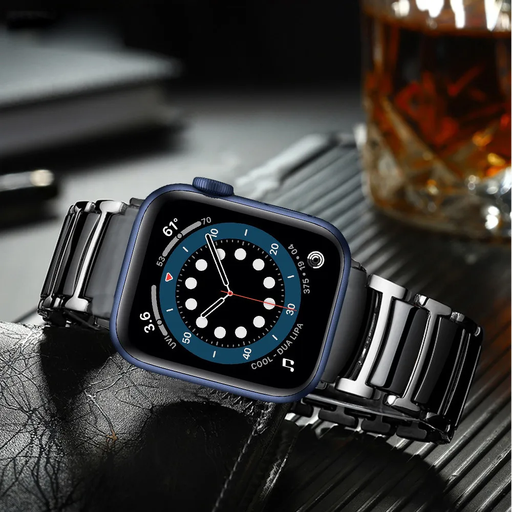 

for apple watch band 44mm 40mm luxury Ceramic strap iwatch series se 6 5 4 3 smart watch bracelet for iwatch 42mm 38mm women men
