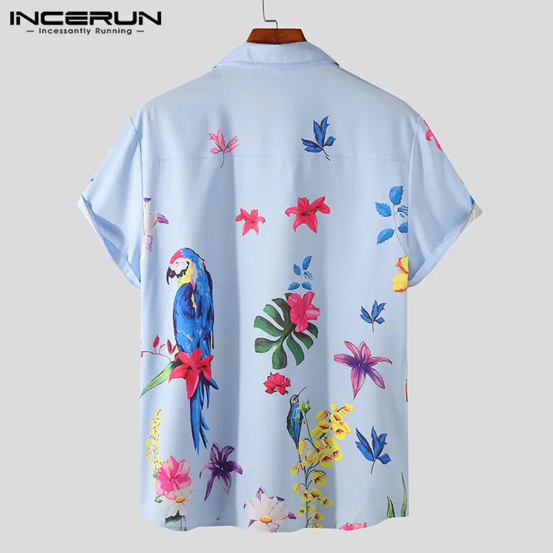 Men Shirts Short Sleeve Lapel Printed Camisa INCERUN Summer Hawaiian Beach Button Blouse Male Loose Comfortable Shirts Plus Size