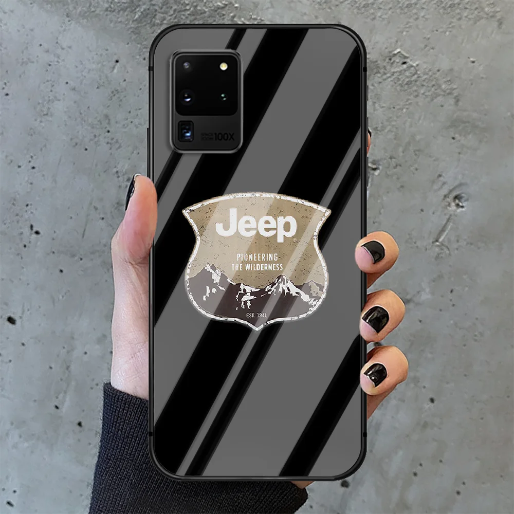 

American Car JEEPS Phone Tempered Glass Case Cover For Samsung Galaxy S Note 5 6 9 10 10E 20 21 FE Plus Uitra Shell Black Etui
