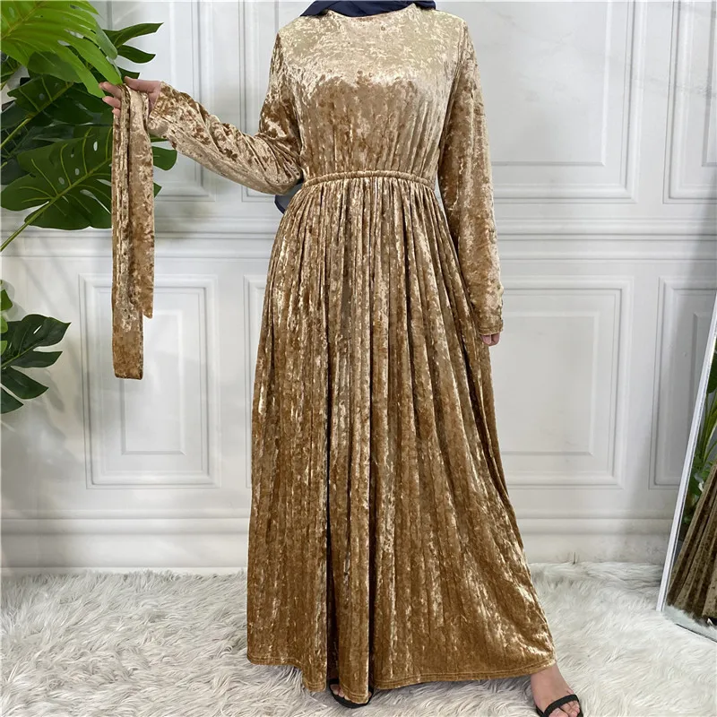 

Ramadan Eid Muslim Velvet Abaya Winter Dress Vestido Arab Islamic Hijab African Dashiki Jalabiya Long Robe Gowns Kaftan Femme