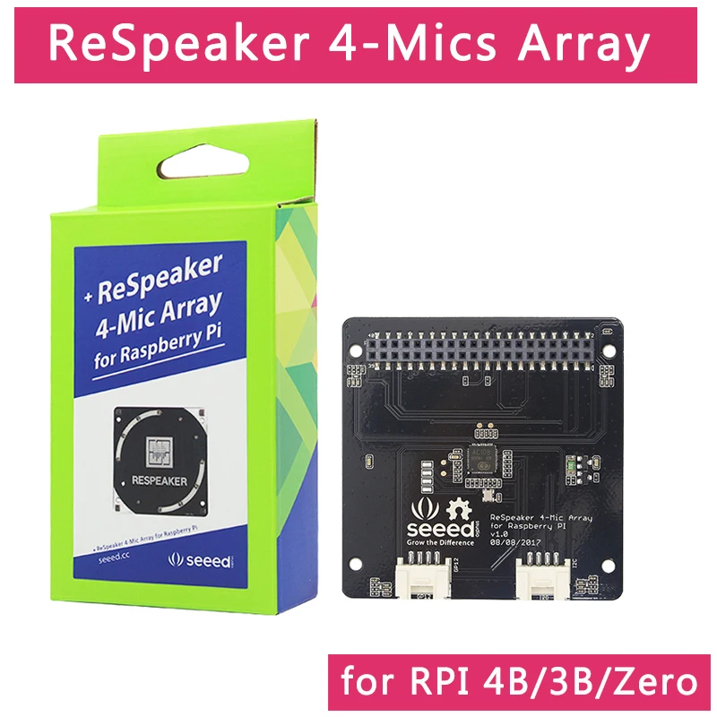 

Raspberry Pi 4 Model B ReSpeaker 4-Mic Array for Raspberry Pi 4 Microphones Array for AI Voice Quad-microphone Expansion Board