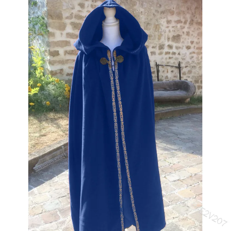 Бархатная накидка для взрослых на Хэллоуин средневековый костюм с капюшоном