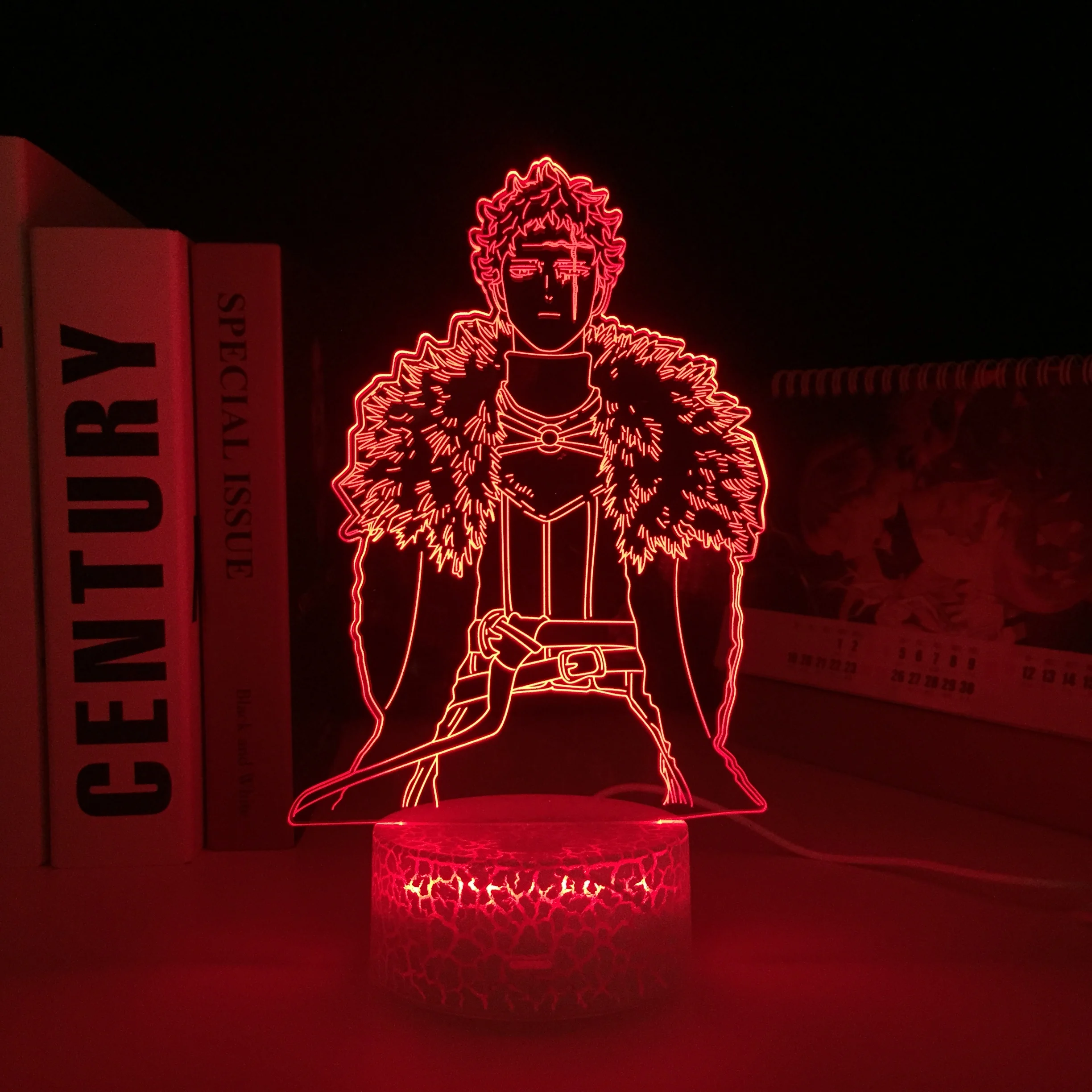 

Ночник с черным клевером, аниме, Зенон, 3D, белая основа, ночник для спальни, Декор, ночник, подарок на день рождения, Светодиодный настольный с...