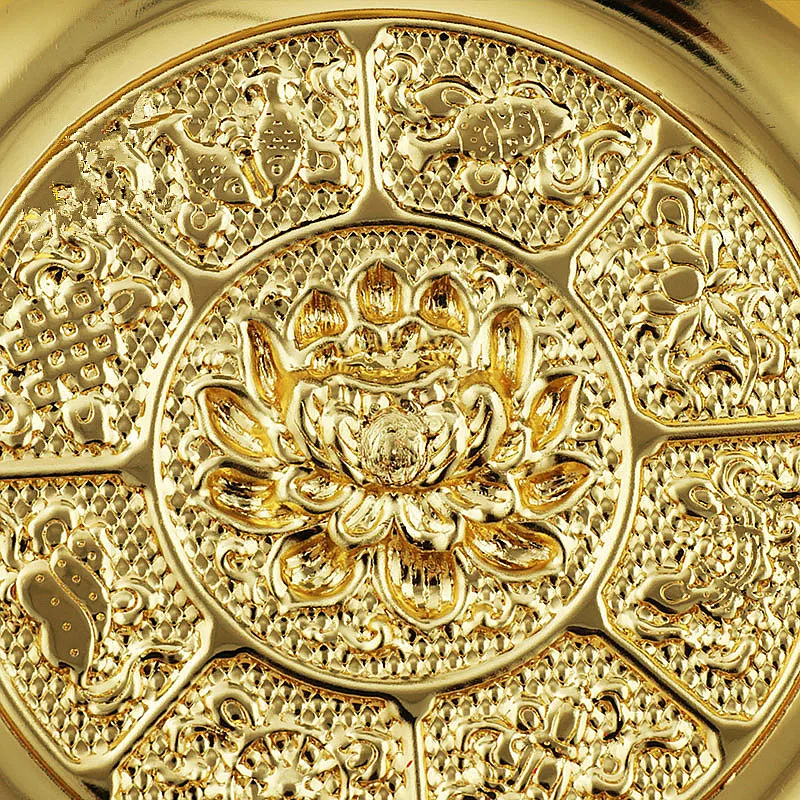 12cm Alloy Metal Plating Gold Tibetan Buddhist Eight Auspicious Symbol Sacrificed Fruits Temple Decorate Putting Plate Craft | Дом и сад