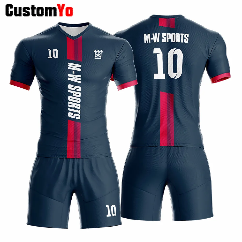 Футбольная Униформа с логотипом команды синяя футболка без рисунка|Наборы для