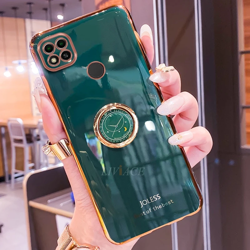 ring holder soft silicone phone case for oppo realme c21 c 21 global stand luxury plating back cover shell fundas coque free global shipping