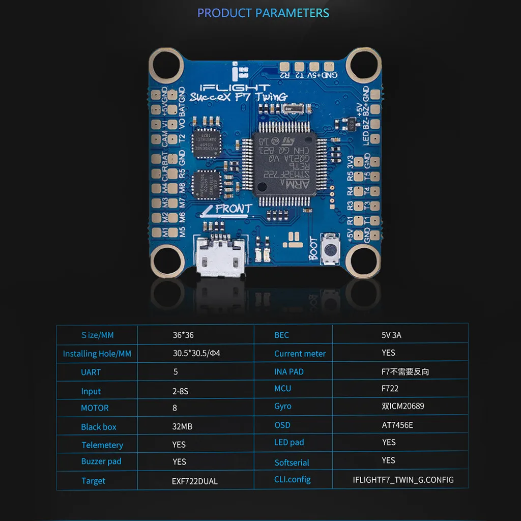 Контроллер полета iFlight sucex F7 V2.1 TwinG (Dual ICM20689) для FPV RC дрона|Авиационные детали и