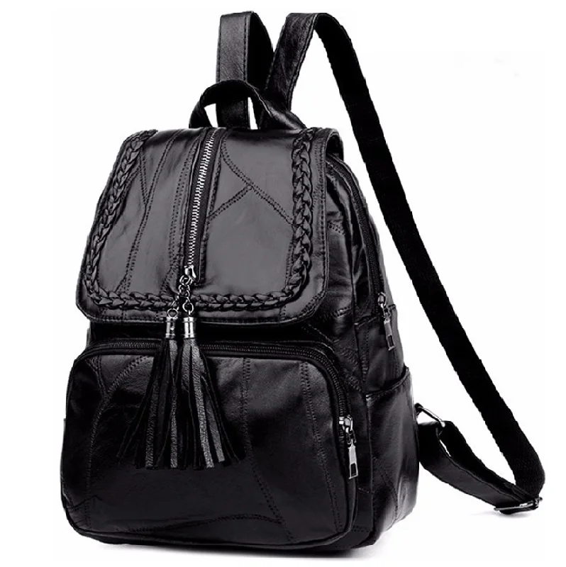 Модный женский рюкзак из мягкой искусственной кожи черные женские маленькие