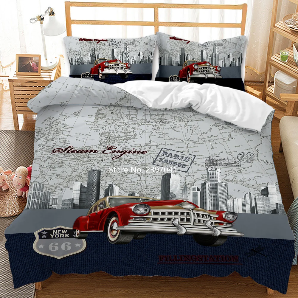 

3D HD Digital Printing Red Master Lathe Accessories Fashion Down Bed Cover Pillowcase Teen Adult Bedroom Decoration Full Size