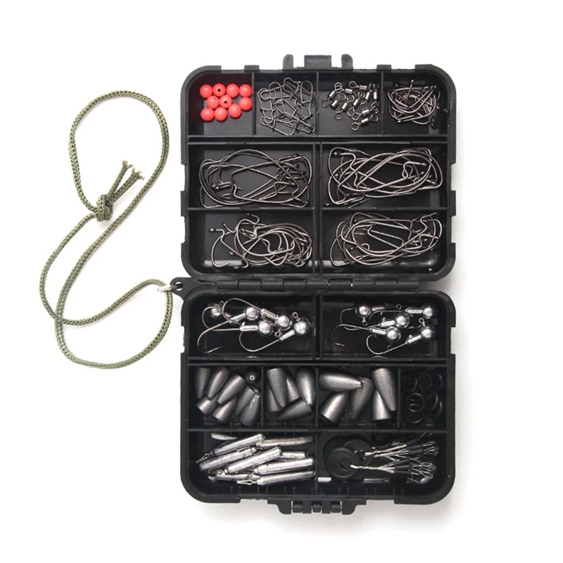 

133Pcs Fishing Tackles Box Accessories Kit Hooks Snap Sinker Weight for Carp Bait Lure Ice Winter Fishing Accessoies Set