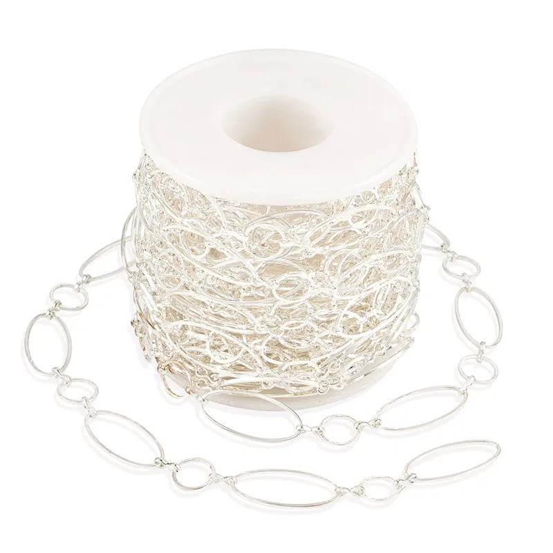 10 м/рулон латунные цепочки ручной работы 10x10 мм золотистые/Серебристые для