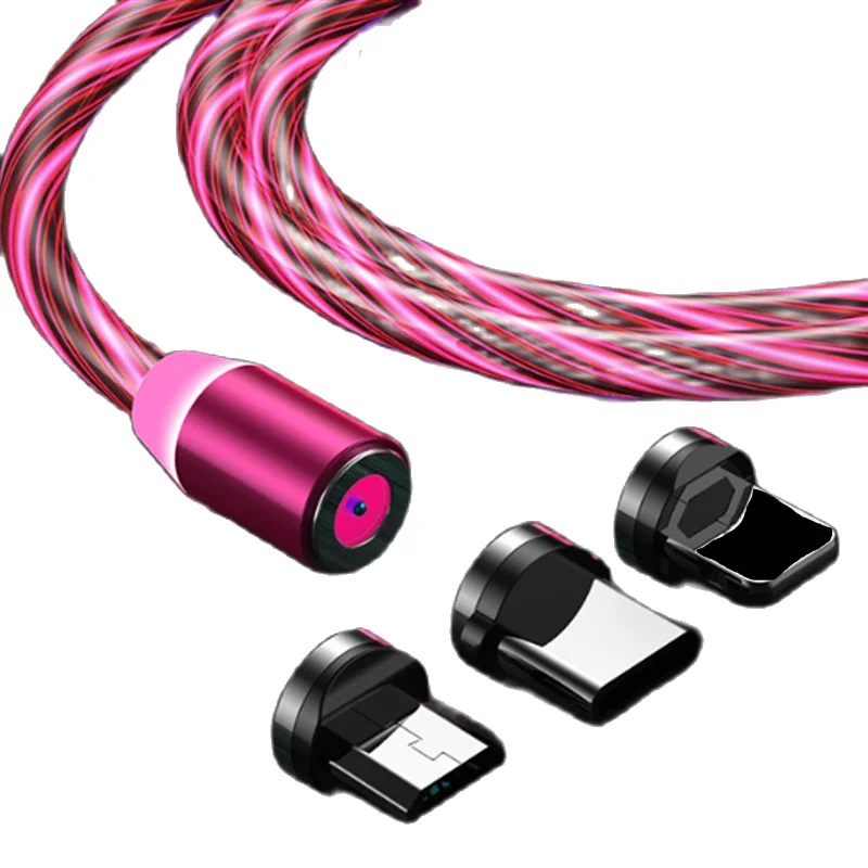 

New Magnetic Flow Luminous Lighting Charging Mobile Phone Cable Cord Charger Wire For Android For Type C For Iphone