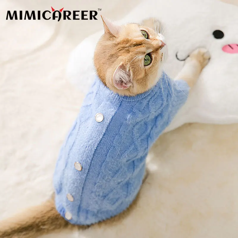 Одежда для собак и кошек вязаный свитер котенок осенне-зимняя теплая одежда с