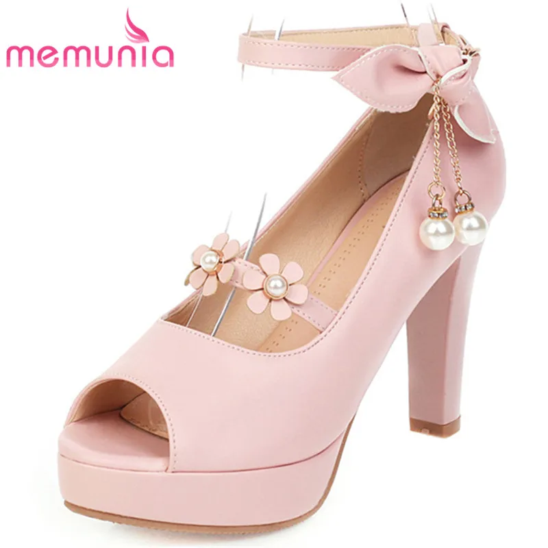 

MEMUNIA 2020 new arrive high heels platform sandals women party wedding shoes peep toe flower buckle summer sandals female