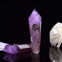 1pc natural amethyst hand make smoking pipe raw crystals quartz pipe healing healthy diy gift