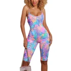 Женский спортивный костюм с принтом, летний модный сексуальный облегающий Боди без рукавов с открытой спиной, спортивный костюм для занятий спортом