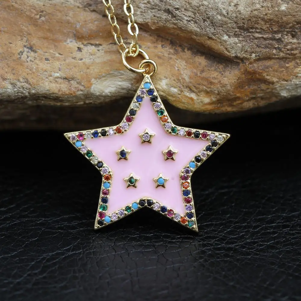 Модные ювелирные изделия золотого цвета подвеска на удачу эмалированная звезда