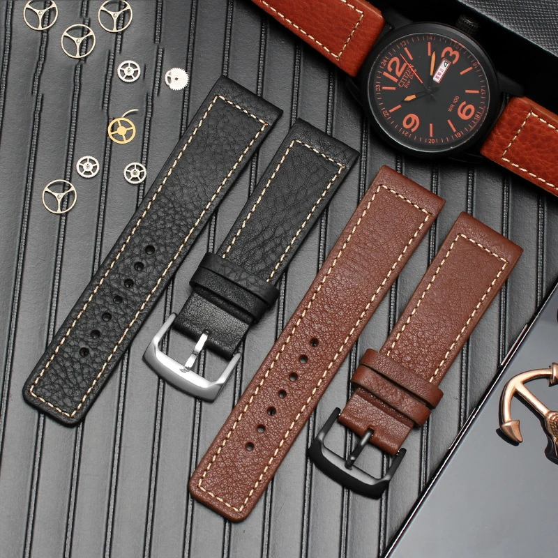 Ремешок для часов из натуральной кожи 22 мм Samsung Galaxy Watch S3 Huawei GT Seiko Citizen Casio мужской