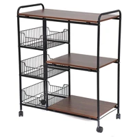 kitchen cart kitchen rack multi layer storage stand with 3 mesh baskets wheel trolley household multi function