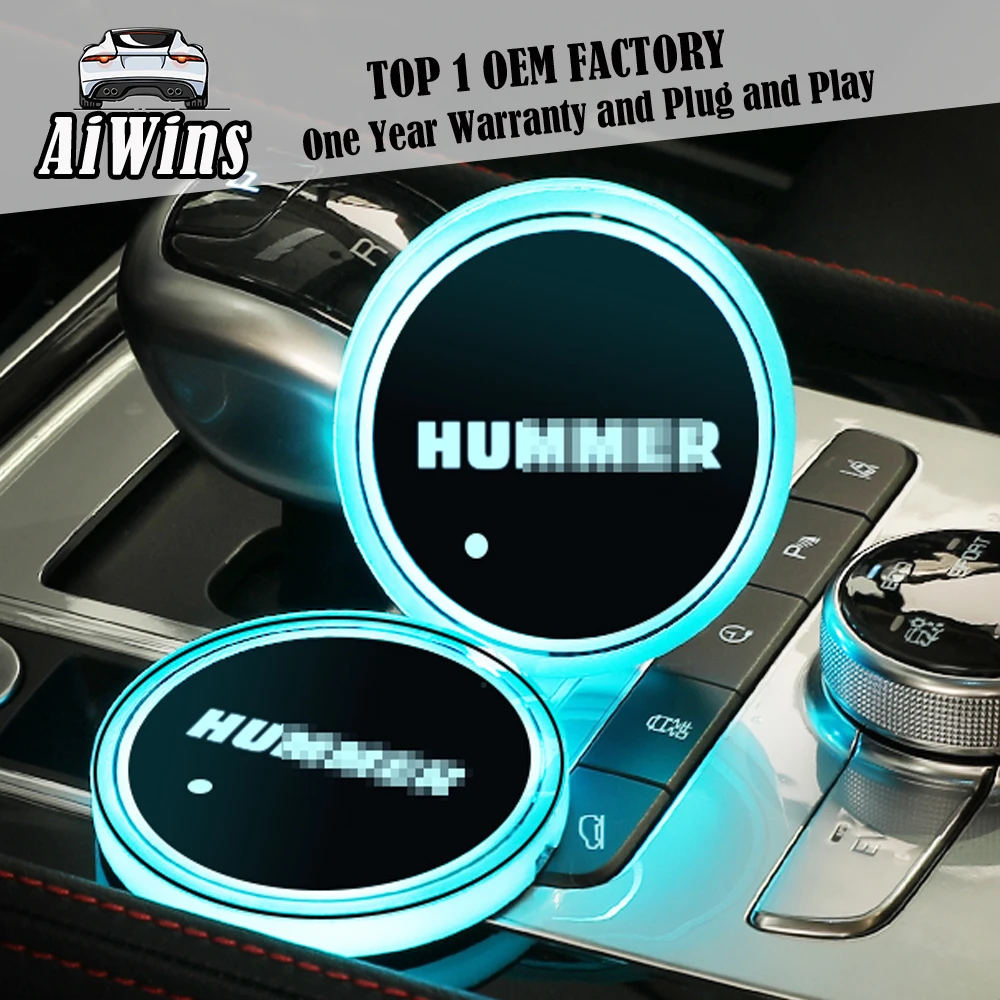 Aiwins автомобильный светящийся коврик для посуды для Hummer H3 H2 H1 автомобильный светящийся Логотип Аксессуары Atmospherelight