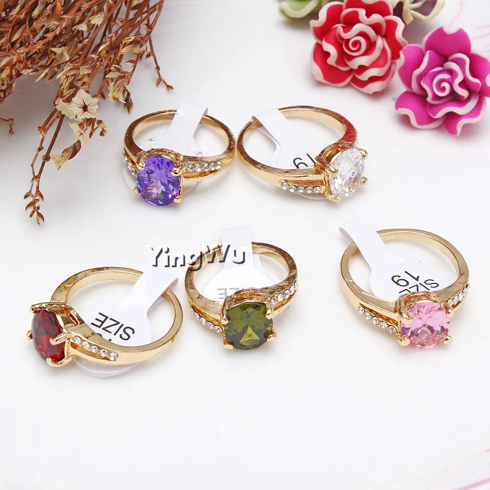 

Yingwu Elegant Infinity Rings For Women Big Rhinestone Zirconia Ring Gold-color Wedding Rings Female Bague Jewelry 20Pcs lot