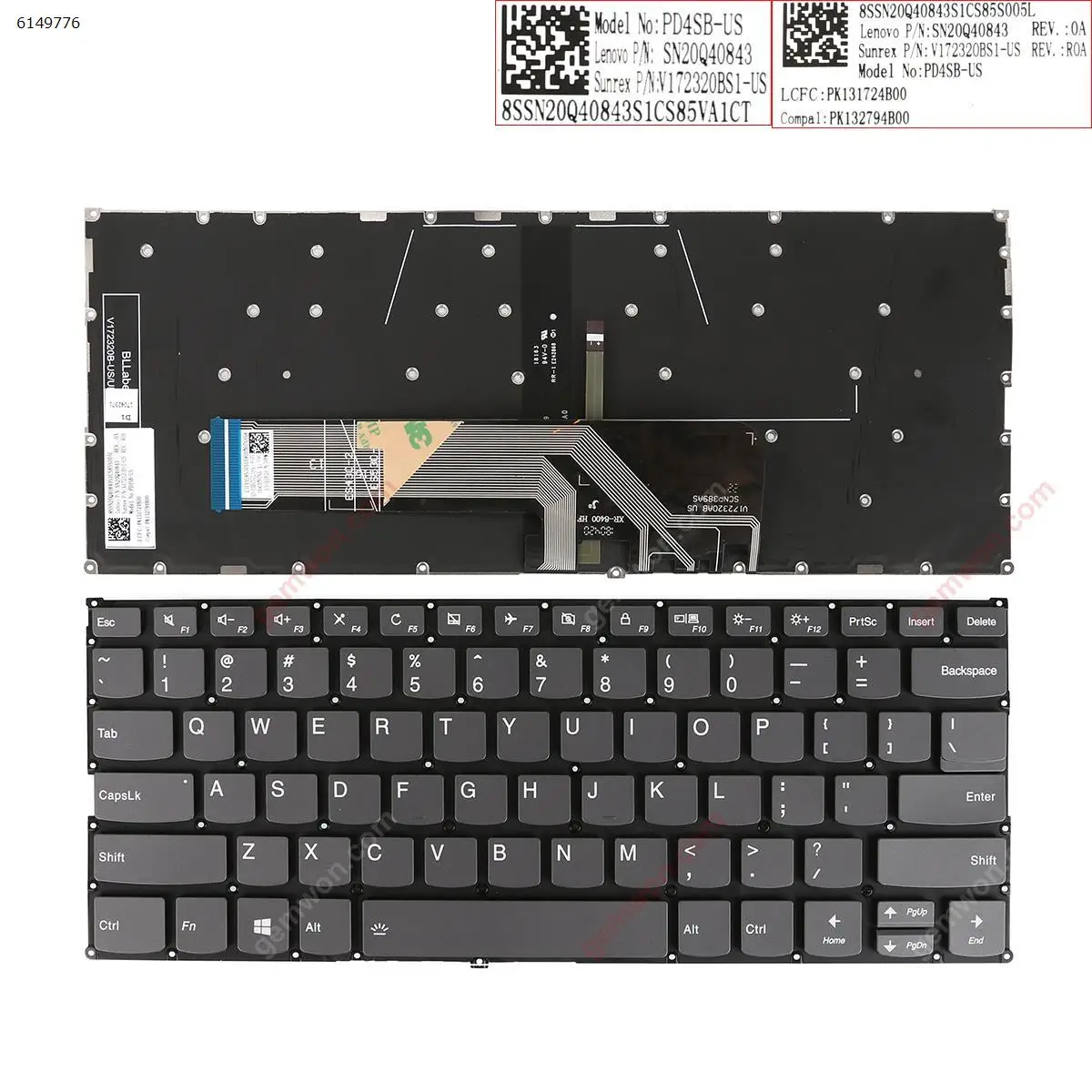Новая сменная клавиатура QWERTY для ноутбука Lenovo YOGA 530-14IKB 530-14ARR серая без рамки с