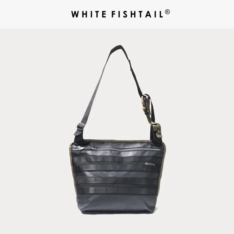 WHITE FISHTAL Large Capacity Waist Bag Waterproof Fabric Big Fanny Pack Unisex Belt Bag Hip Hop Commuter Function Bags Fashion