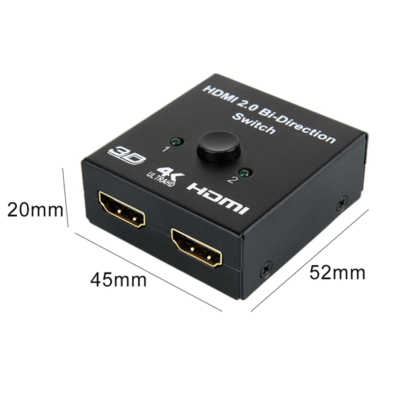 4K HDMI-совместимый переключатель с 2 портами двунаправленный 1x2 / 2x1 HD сплиттер 1080P 3D