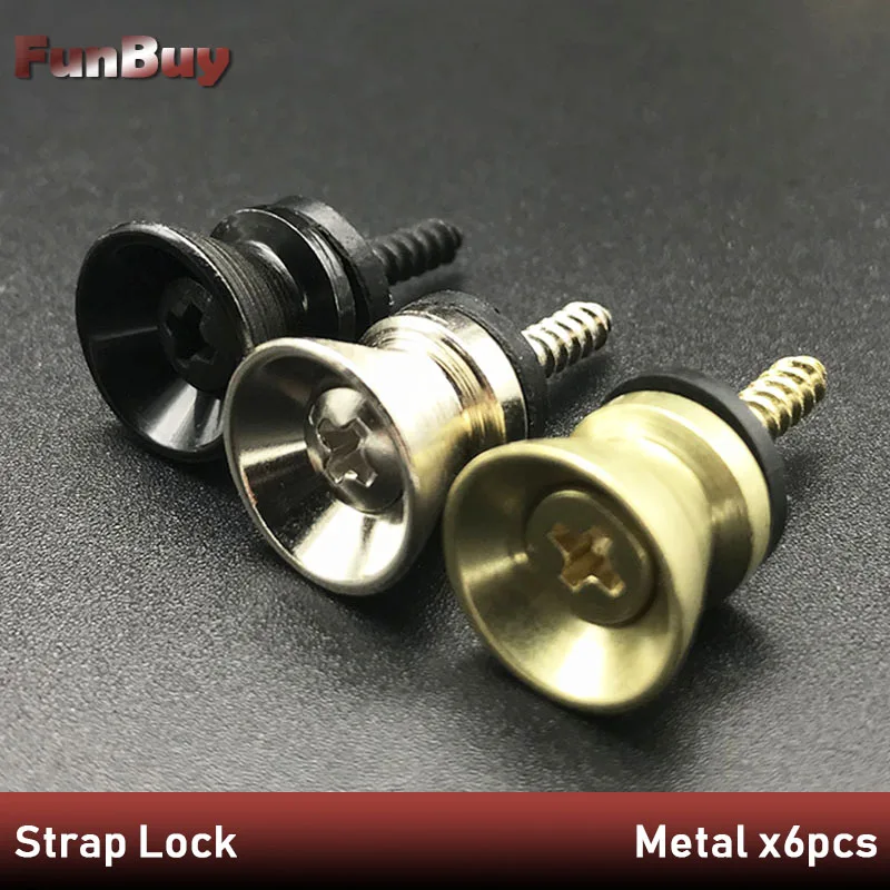 6 шт. металлический замок для гитарного ремня золотистый Серебристый Черный