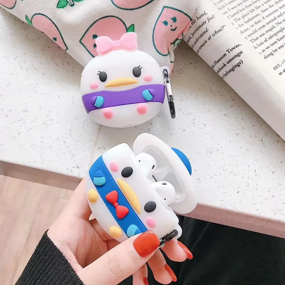 3D наушники в виде кролика чехол для Airpods 1 силиконовый 2 гарнитура наушников