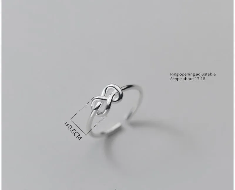

Fashion 925 Sterling Silver Ring Simple Style Personality Knot Line Ring Temperament Opening Ring Jewelry for Women Girls