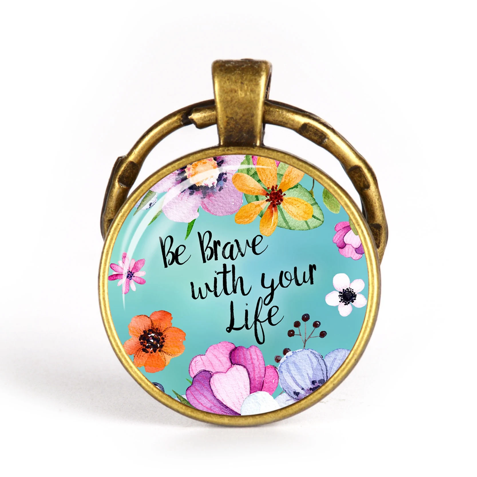 Вдохновляющий брелок с буквами цитата Библейский стих со стеклянным кабошоном