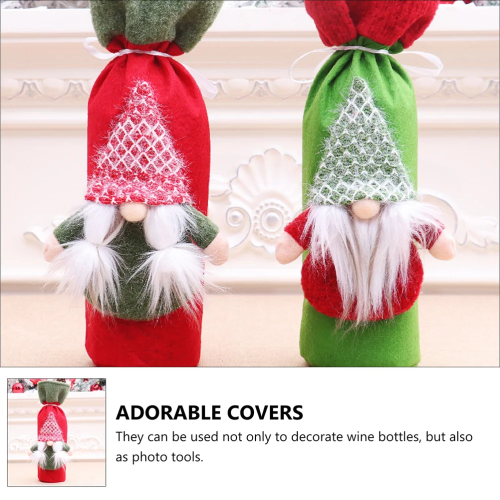 

2pcs Christmas Bottle Covers Decorative Supplies Durable Bottle Sleeves