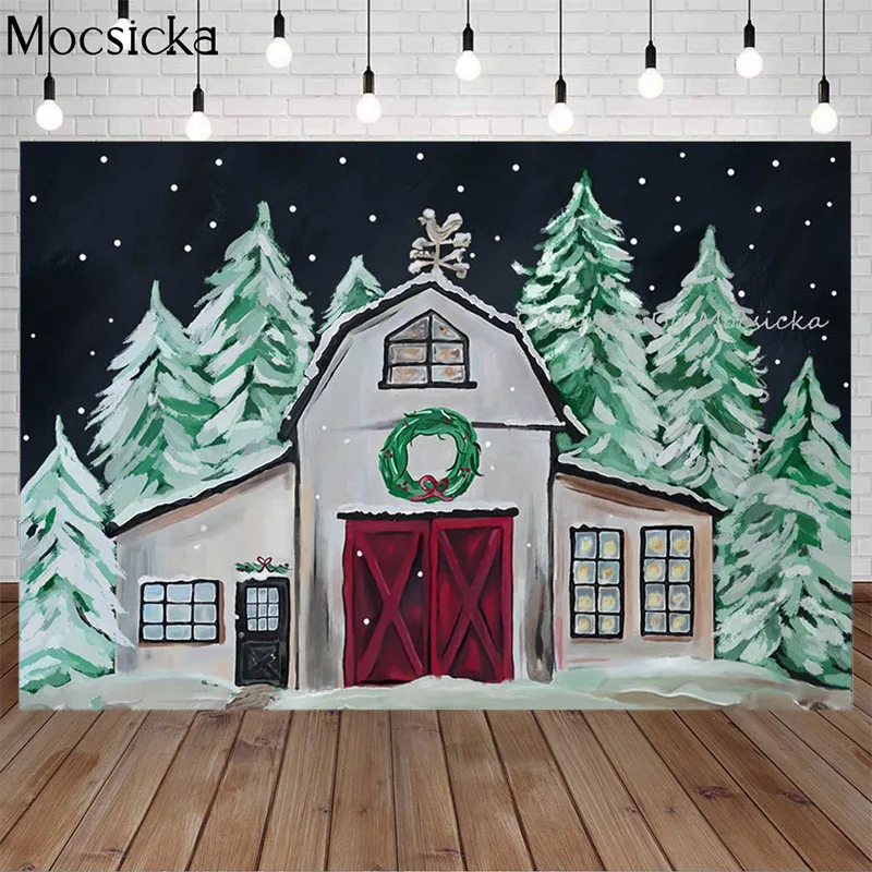 Mocsicka Рождественский фон для фотосъемки с изображением рисованной Стиль сосна