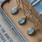 Новое Изысканное простое блестящее ожерелье с подвеской из Морского синего циркония для женщин элегантные роскошные модные аксессуары на ключицы ювелирные изделия в подарок
