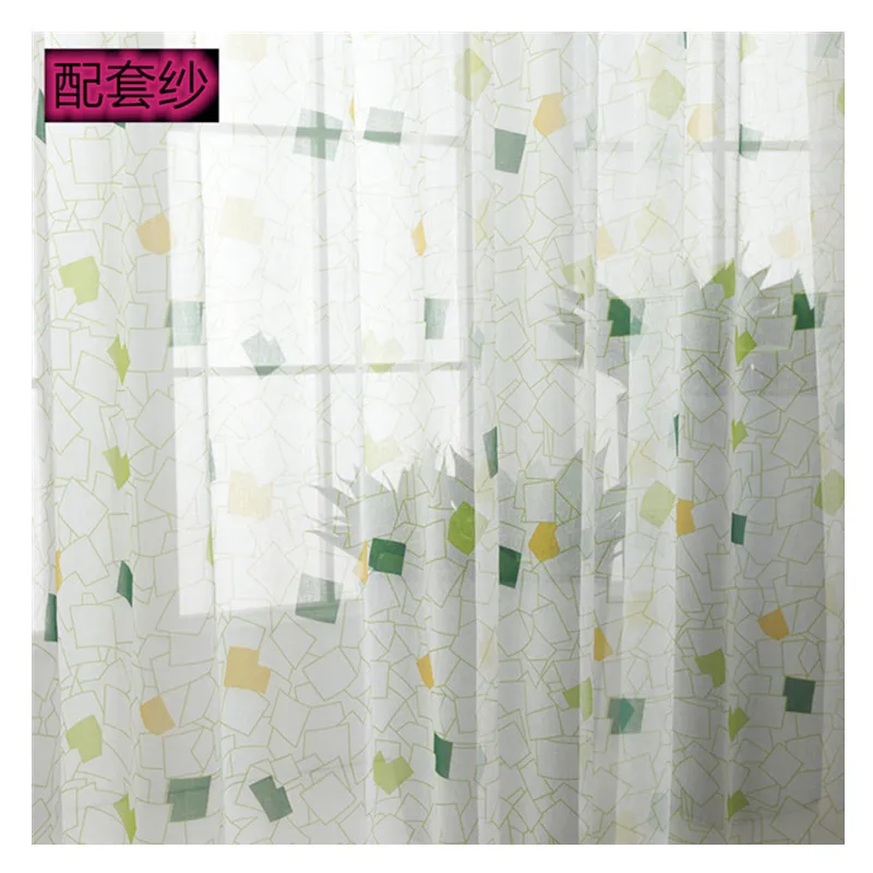 

Fresh and Simple Pastoral Geometric Block Printing Shading Curtains for Bedroom Living Room Curtains Kids Bedroom Drapes