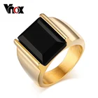 Vnox Для мужчин кольцо черный большой камень 316L Нержавеющая сталь украшения для Для мужчин очаровательные свадебные Кольца