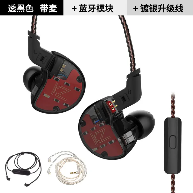 black mic 3 cable KZ ZS10 наушники 4BA+ 1 DD гибридные наушники в ухо HIFI бас гарнитура DJ монитор наушники KZ ZS6 AS10 ZST ES4 ED16 BA10 - Цвет: black mic 3 cable