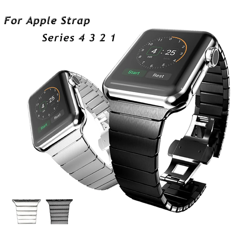 Ремешок из нержавеющей стали для apple Watch Band 4 44/40 мм браслет iwatch Bands 42/38 Series 3 2 1