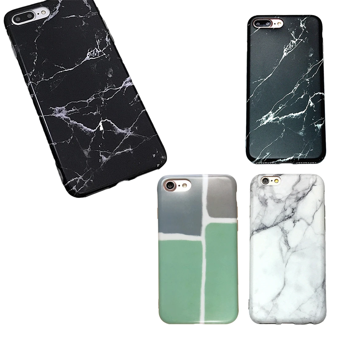 Мягкий чехол из ТПУ с искусственным мраморным узором IMD черный и белый мраморный